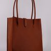Hand stitched leather tote bag