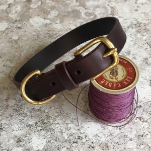 Purple leather dog collar