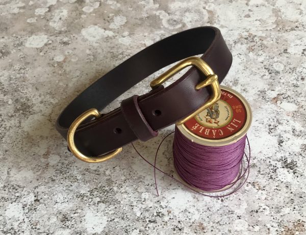 Purple leather dog collar